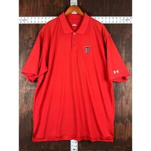 Texas Tech Red Raiders Under‎ Armour Polo Shirt Stitched Red White Mens XL NCAA